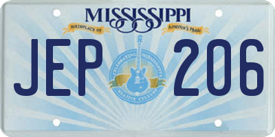 MS license plate JEP206