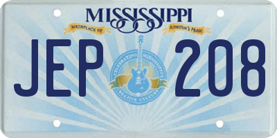 MS license plate JEP208
