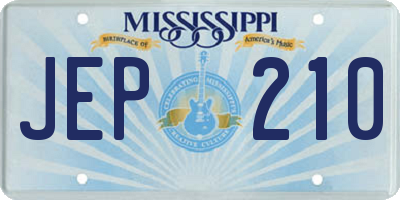 MS license plate JEP210