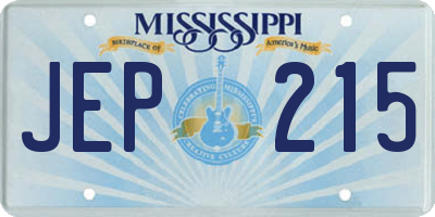 MS license plate JEP215