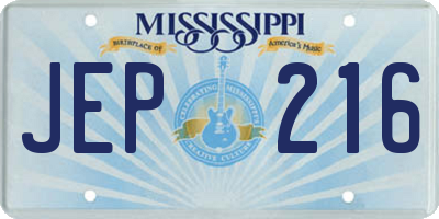MS license plate JEP216