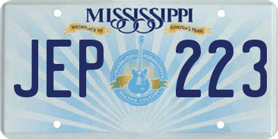 MS license plate JEP223