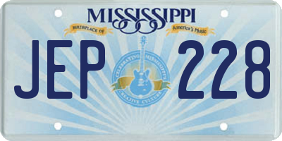 MS license plate JEP228