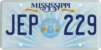 MS license plate JEP229