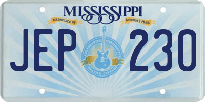 MS license plate JEP230