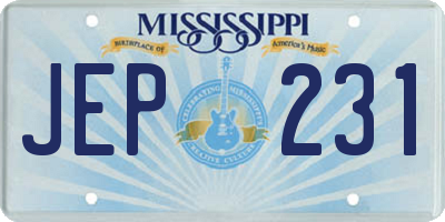 MS license plate JEP231