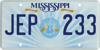 MS license plate JEP233
