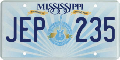 MS license plate JEP235