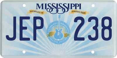 MS license plate JEP238