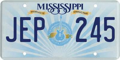 MS license plate JEP245