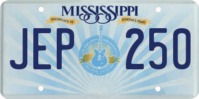MS license plate JEP250