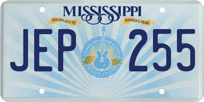 MS license plate JEP255
