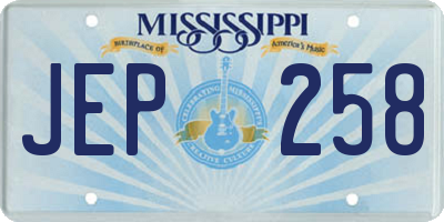 MS license plate JEP258