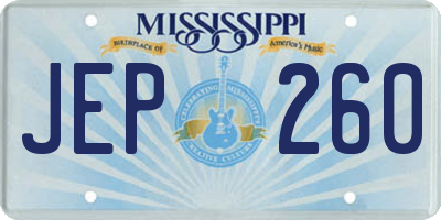 MS license plate JEP260