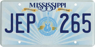 MS license plate JEP265