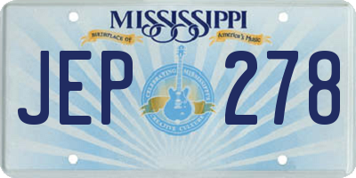MS license plate JEP278