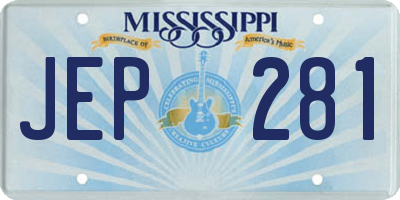 MS license plate JEP281