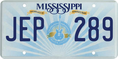 MS license plate JEP289