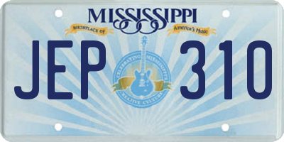 MS license plate JEP310