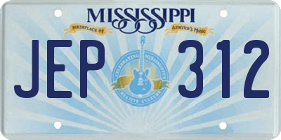 MS license plate JEP312