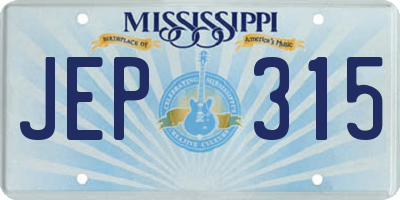 MS license plate JEP315