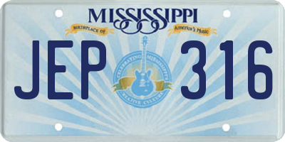 MS license plate JEP316