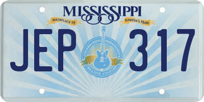 MS license plate JEP317