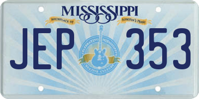 MS license plate JEP353