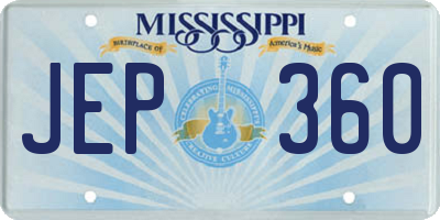 MS license plate JEP360