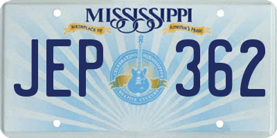 MS license plate JEP362