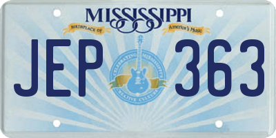 MS license plate JEP363