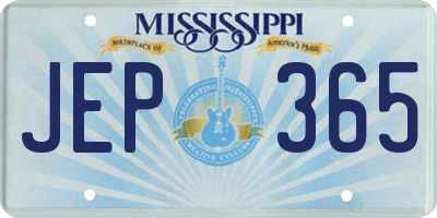 MS license plate JEP365