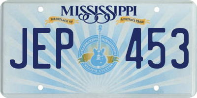 MS license plate JEP453