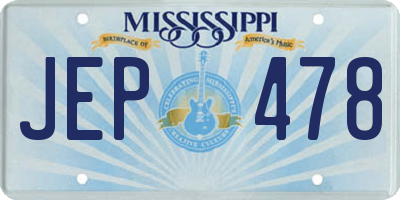 MS license plate JEP478
