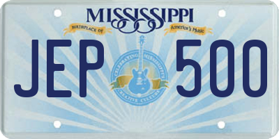 MS license plate JEP500