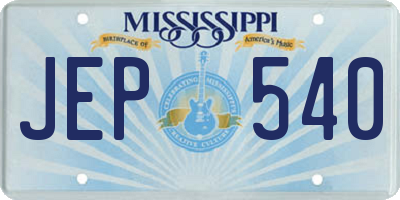 MS license plate JEP540