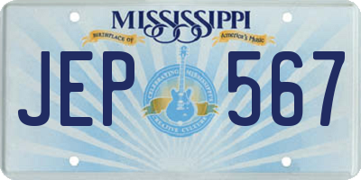 MS license plate JEP567