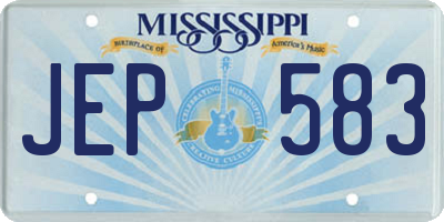 MS license plate JEP583