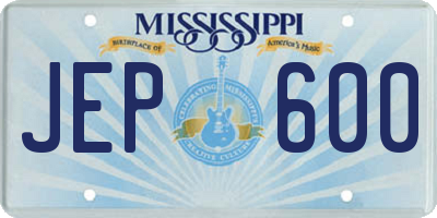 MS license plate JEP600