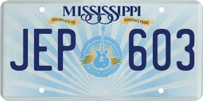 MS license plate JEP603