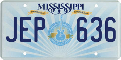 MS license plate JEP636