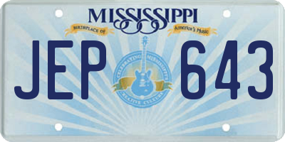 MS license plate JEP643