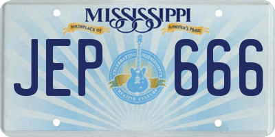 MS license plate JEP666