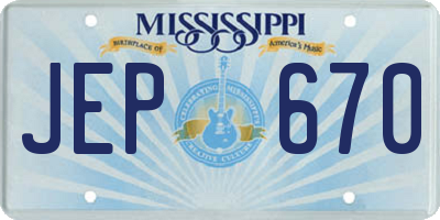 MS license plate JEP670