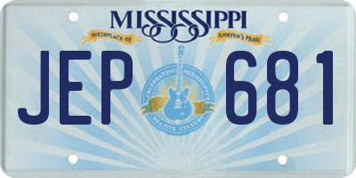 MS license plate JEP681