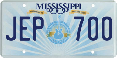 MS license plate JEP700