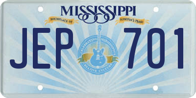MS license plate JEP701