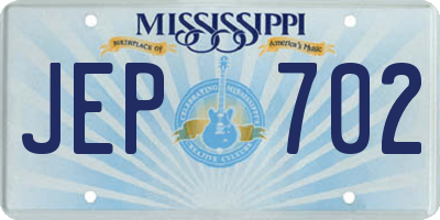 MS license plate JEP702