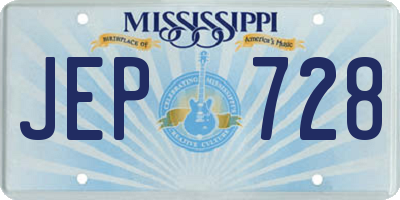 MS license plate JEP728