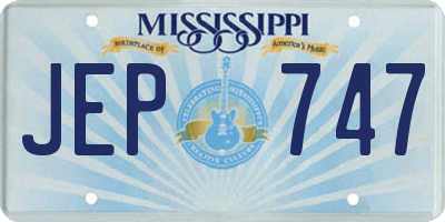 MS license plate JEP747